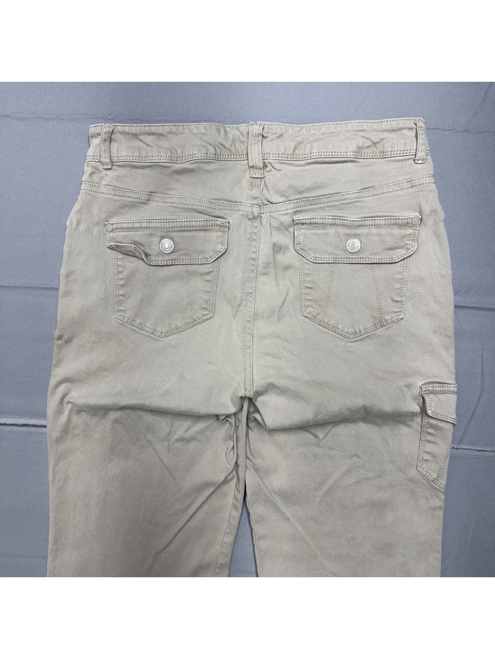 Gloria Vanderbilt Womens Cargo Utility Pants Cotton Stretch Solid Size 10 Beige